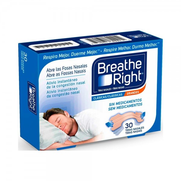 Breathe Right Tiras Nasal Gde 30 U Clásicas