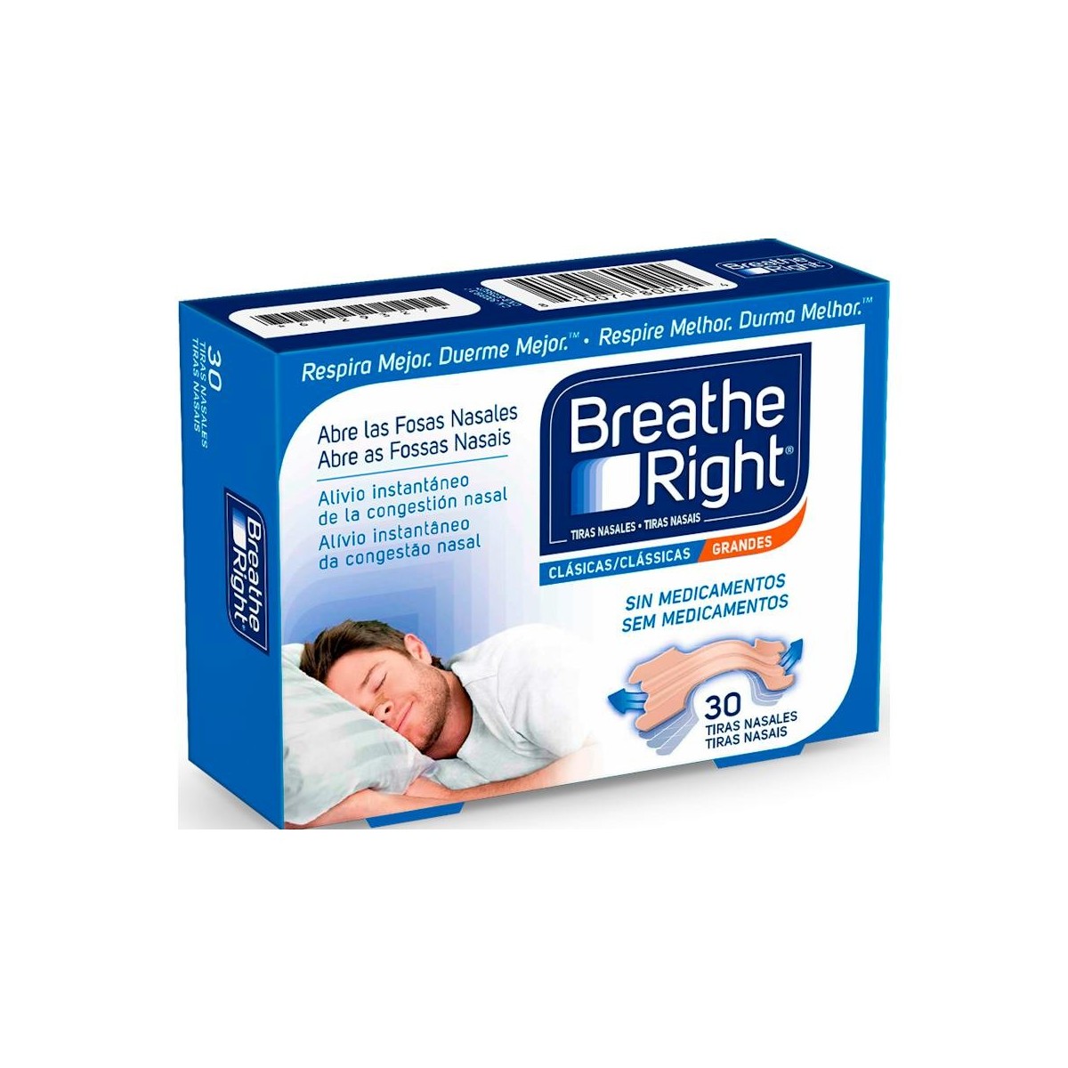 Breathe Right Tiras Nasal Gde 30 U Clásicas