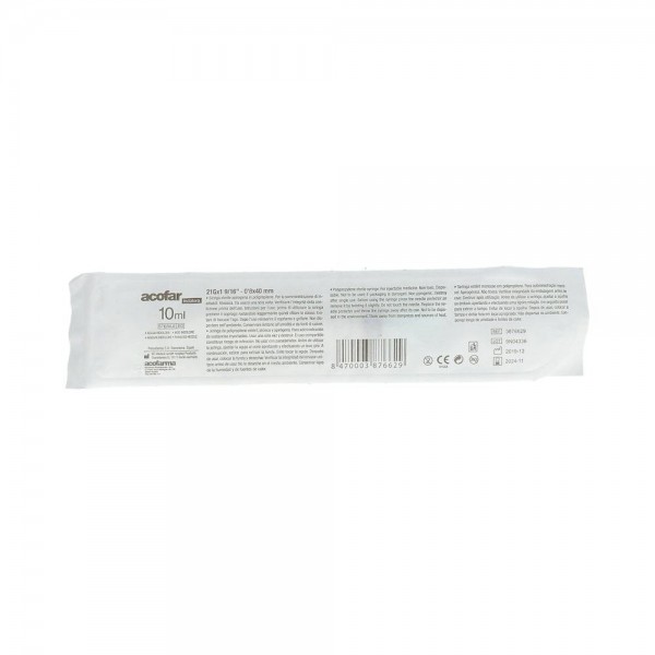Jeringa 3-P Acof.Est.Ag.0,8X40 10 Ml
