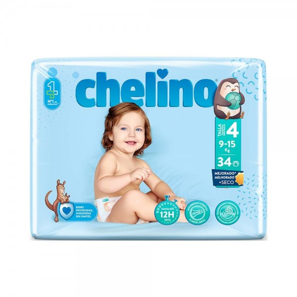 Chelino Pañal T-4 Gateo. De 9 A 15 Kg. Bsa. 34 U.