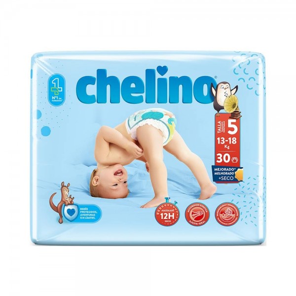 Chelino Pañal T-5. Pasitos. De 13 A 18 Kg. Bsa. 30 U.