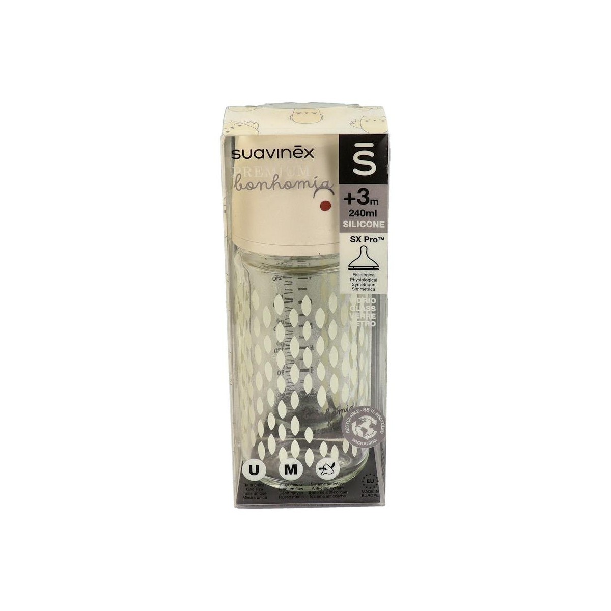 Biberon Suavinex Ba Cristal Tet Sil 3 Pos 240 Ml