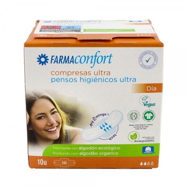 Compresa Hig Farmaconfort Dia Pleg Alas Alg 10 U