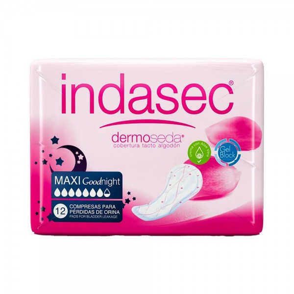 Indasec Dermoseda Maxi Good Night Bolsa 12 Compresas