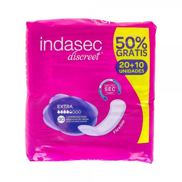 Compresa Indasec Discreet Abso Inc Extra 350 Ml 20+10 Un...