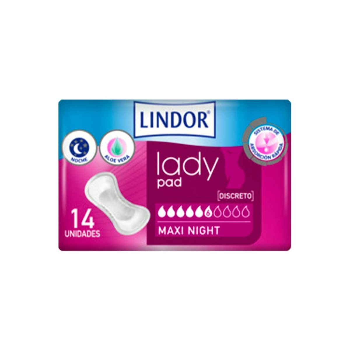 Lindor lady pad maxi night 6 drops