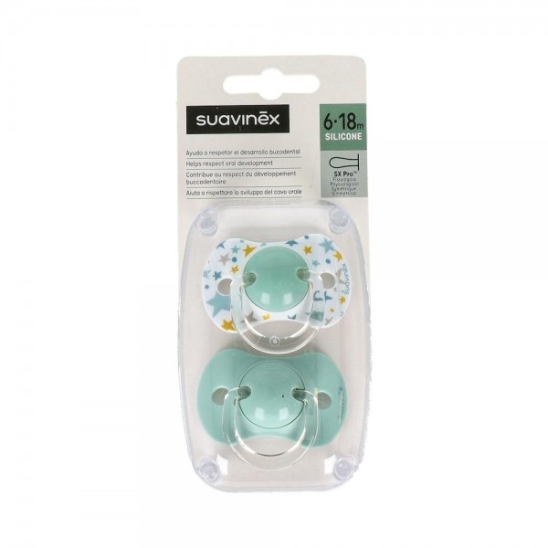 Chupete Fisiologico Suavinex Silicona 6-18 M 2 Un