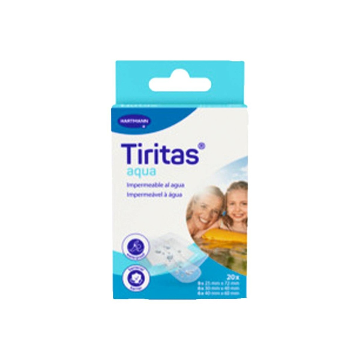 Tiritas Aqua surtido 3 tamaños 20 uds